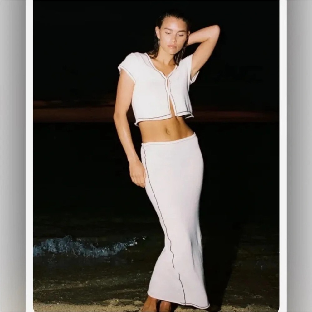 Zulu & Zephyr Milk Contrast Knit Set NWT Skirt and Top